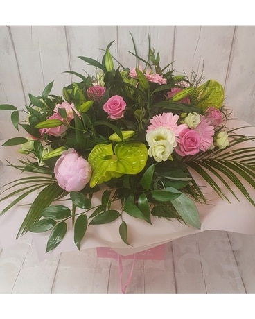 Extra Large Summer Hand Tied / Pink and Green Flower Arrangement