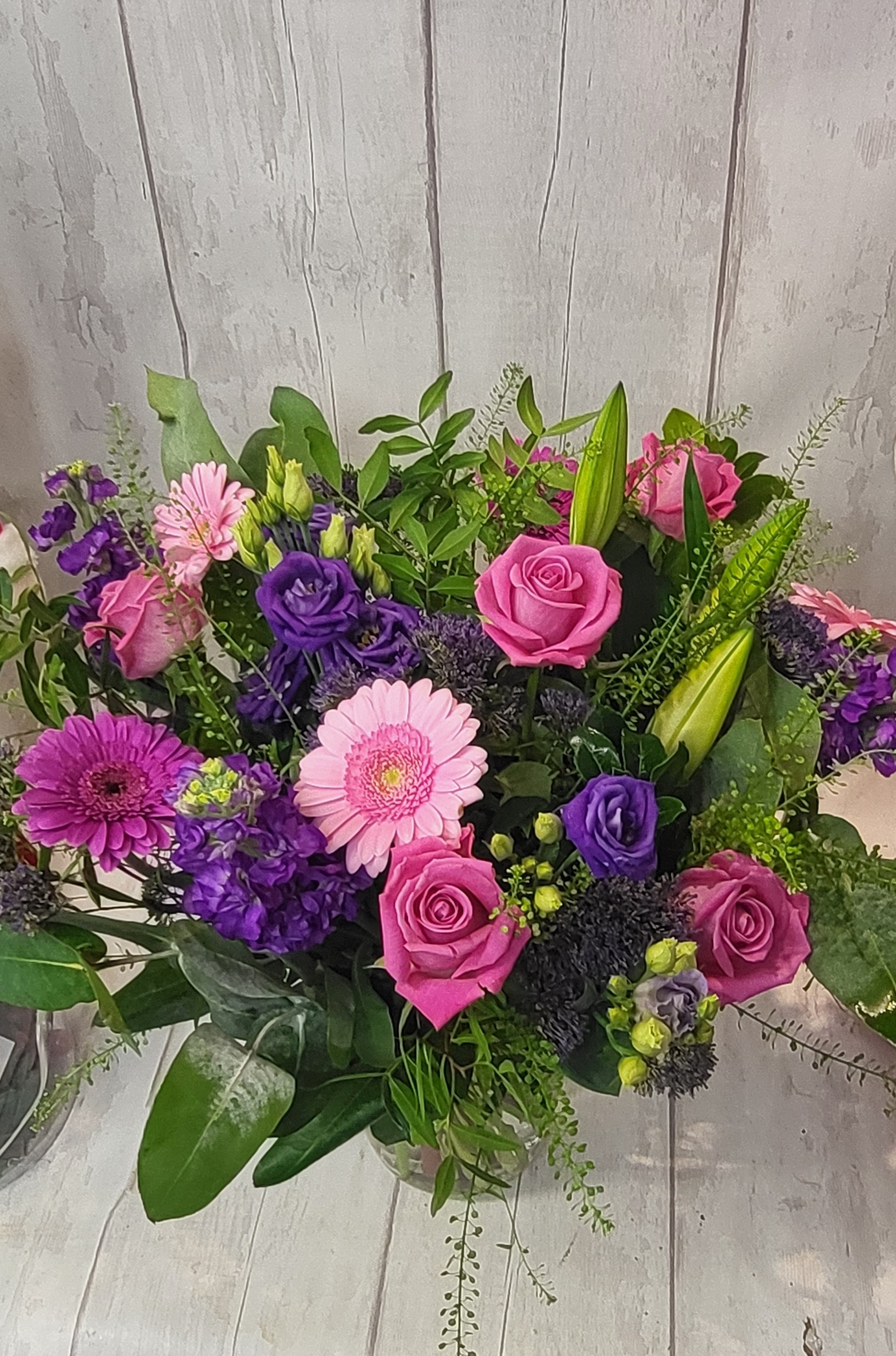 Vase of flowers Pink/ Purple Flower Arrangement