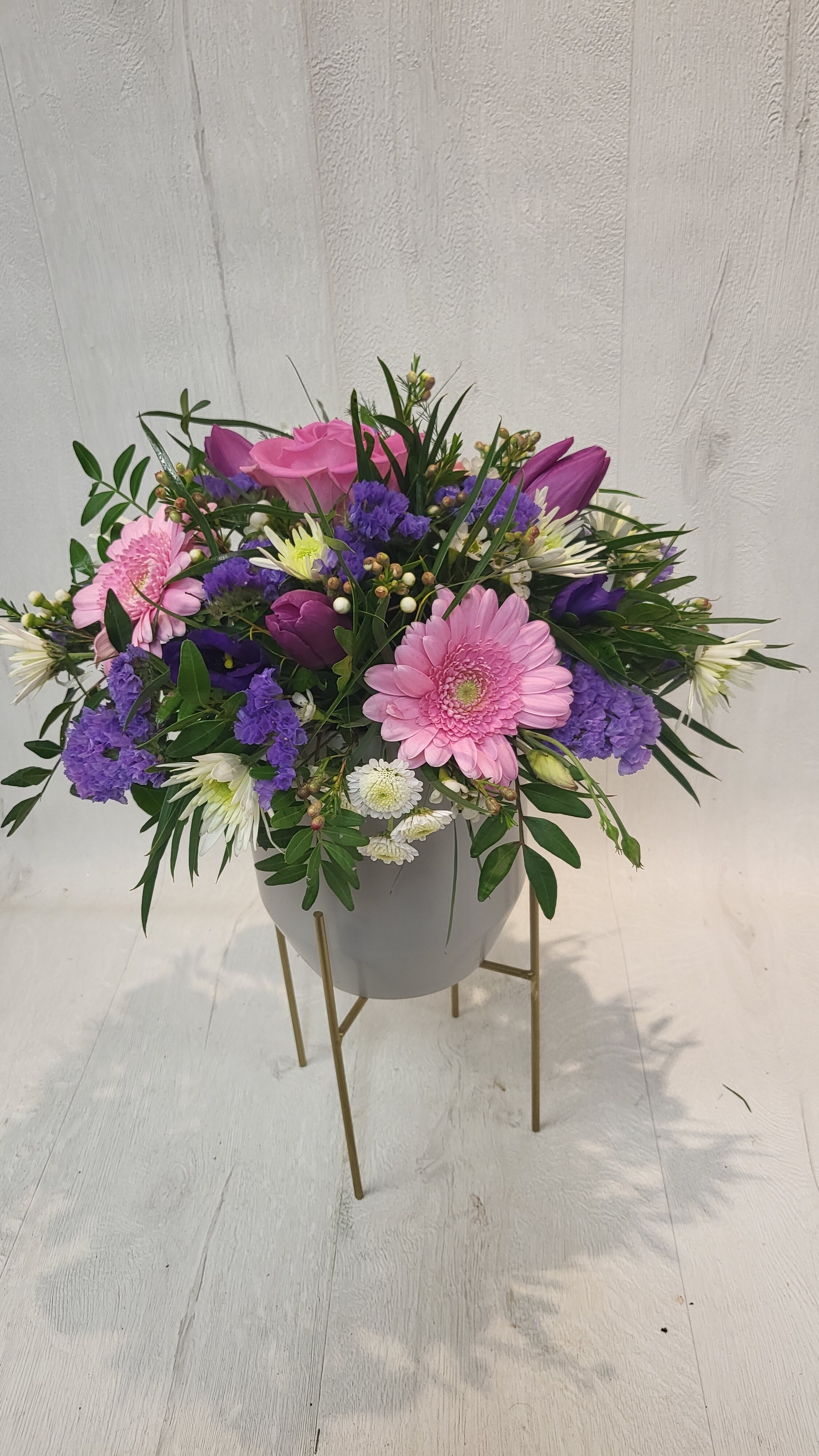 Pink Florist Choice Arrangement on Stand Flower Arrangement