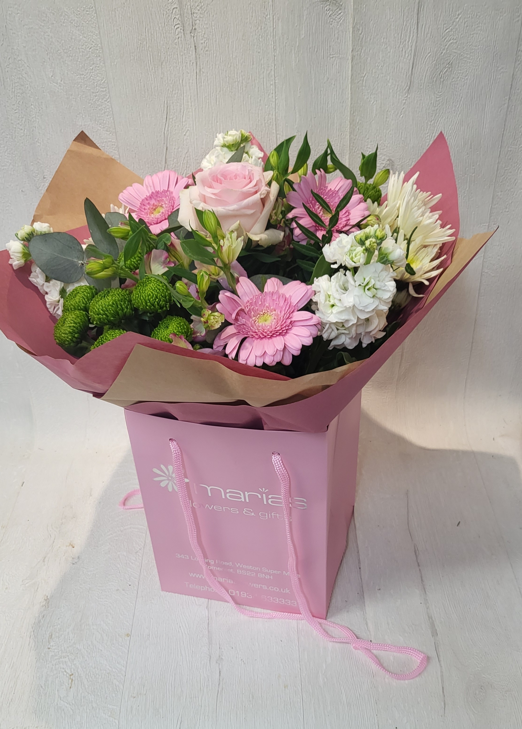 Pink Florist Choice Hand Tied Flower Arrangement