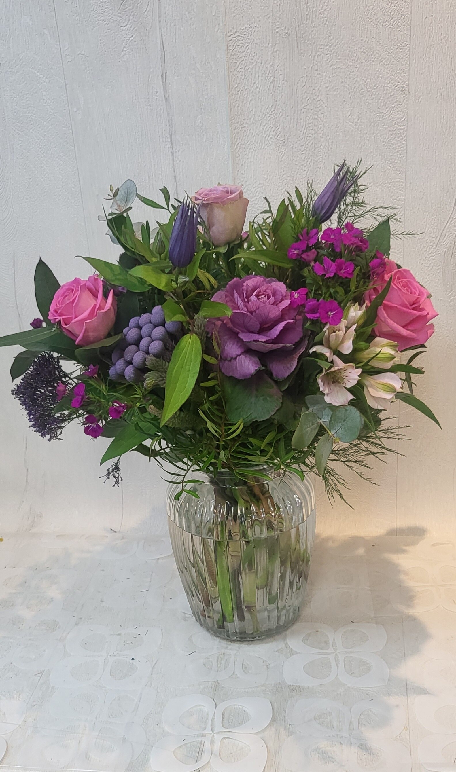 Florist Choice Vase Pink and Purple Flower Arrangement