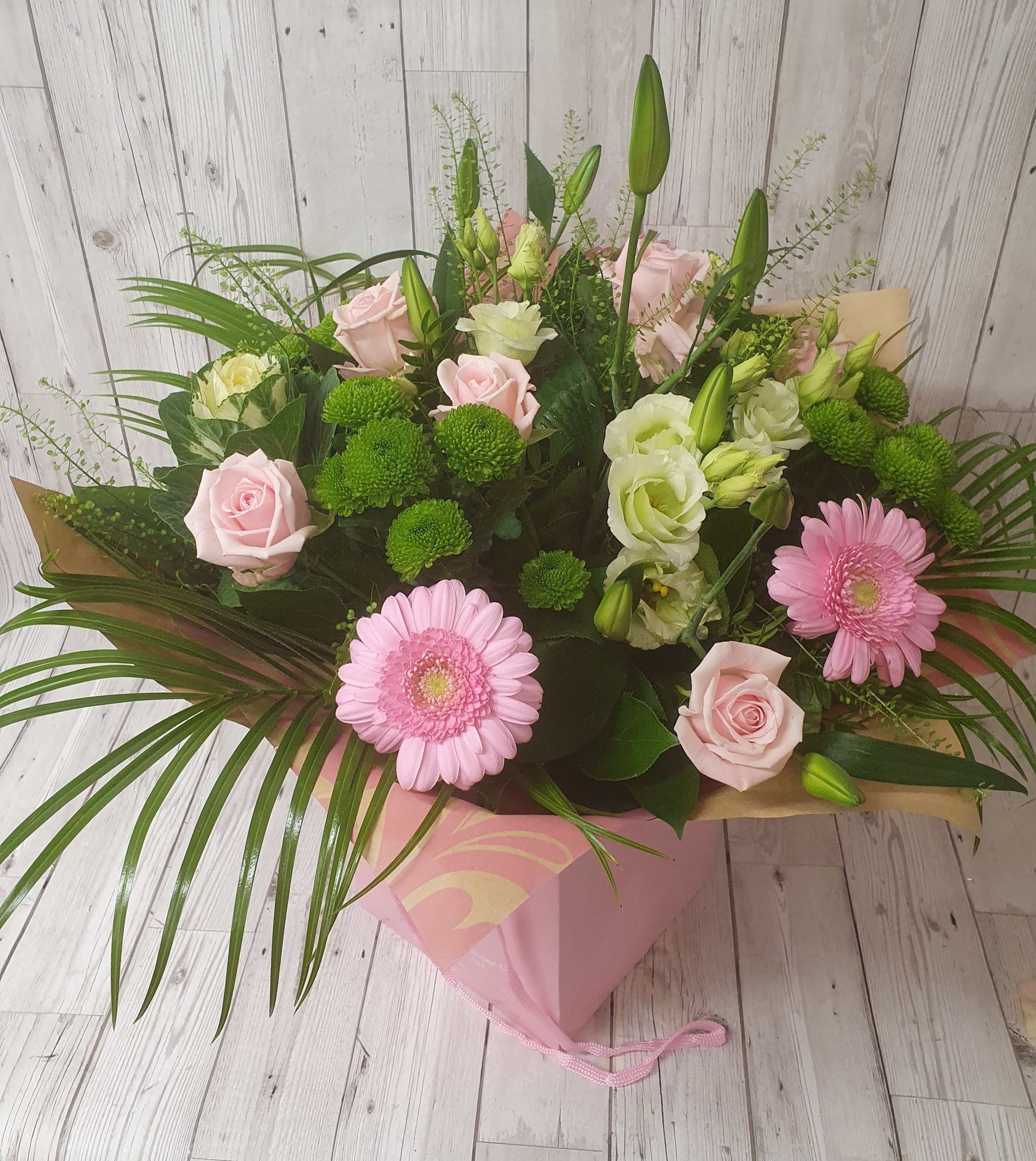 Florist Choice Handtied Pinks Flower Arrangement