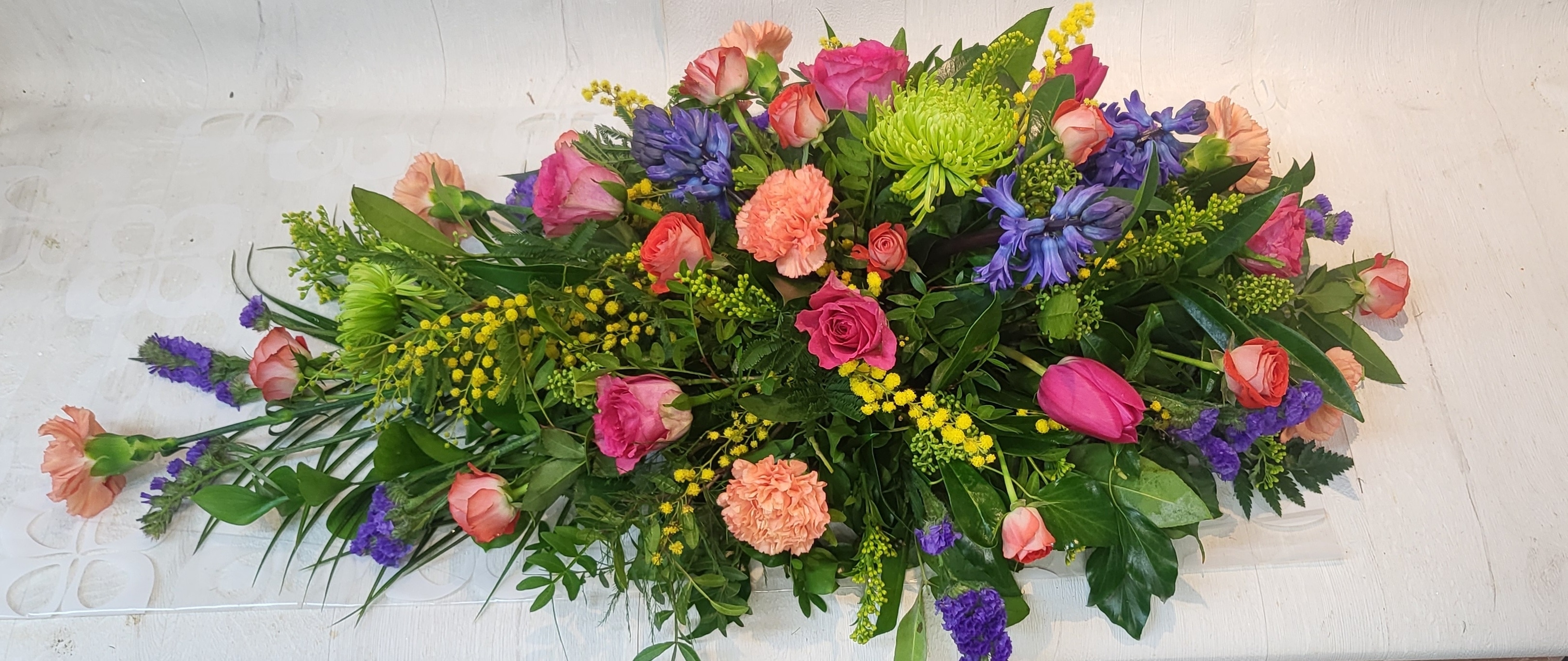 Florist Choice Single Ended Spray Vibrant Funeral Arrangement