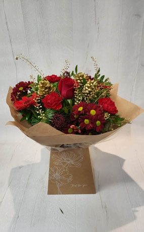 Florist Choice Gift Box Festive Red Flower Arrangement