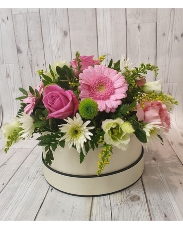Florist Choice Hatbox Pink Flower Arrangement