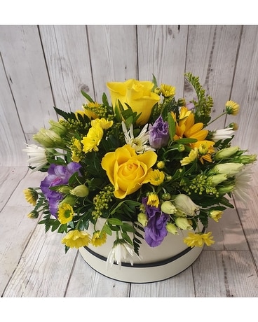 Florist Choice Hatbox Yellow Flower Arrangement