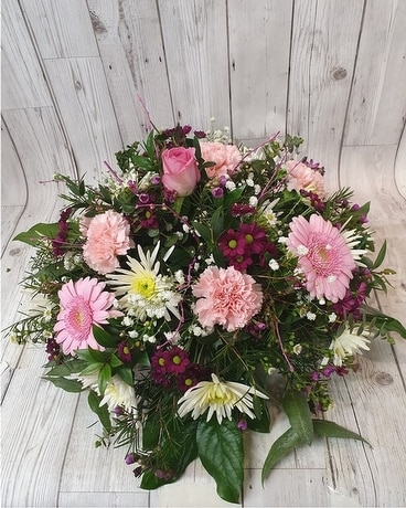 Loose Posy Pink and Cream Flower Arrangement