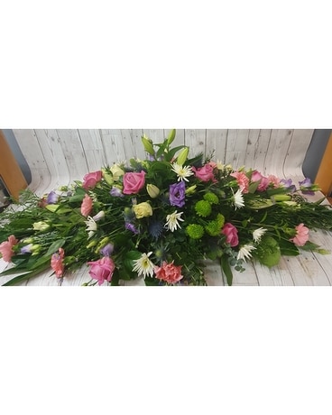 Florist Choice Coffin Spray Pink & Cream Flower Arrangement
