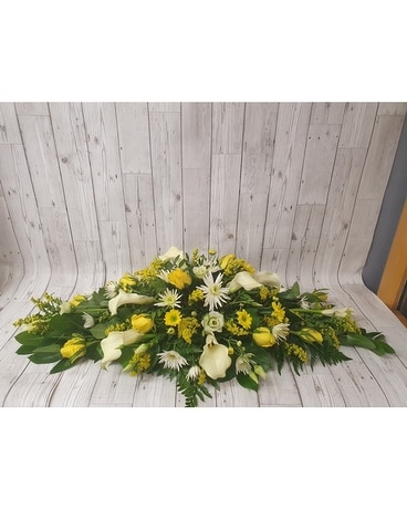 Florist Choice Coffin Spray Yellow & Cream Flower Arrangement