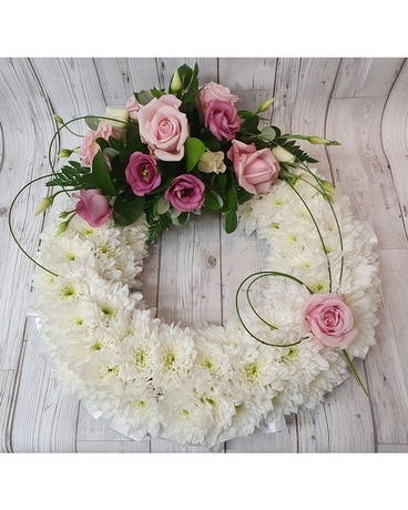 Based Wreath Pink and White Flower Arrangement