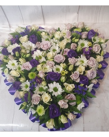 Loose Mixed Heart Purple, Lilac and Cream Flower Arrangement