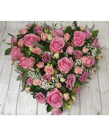 Rose & Lisianthus Heart Pink & White Flower Arrangement