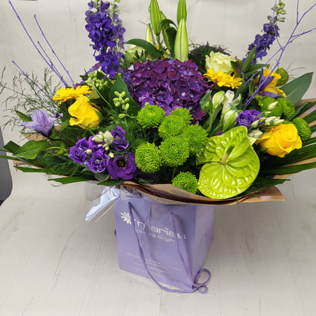 Luxury Handtied Purple/Green Flower Arrangement