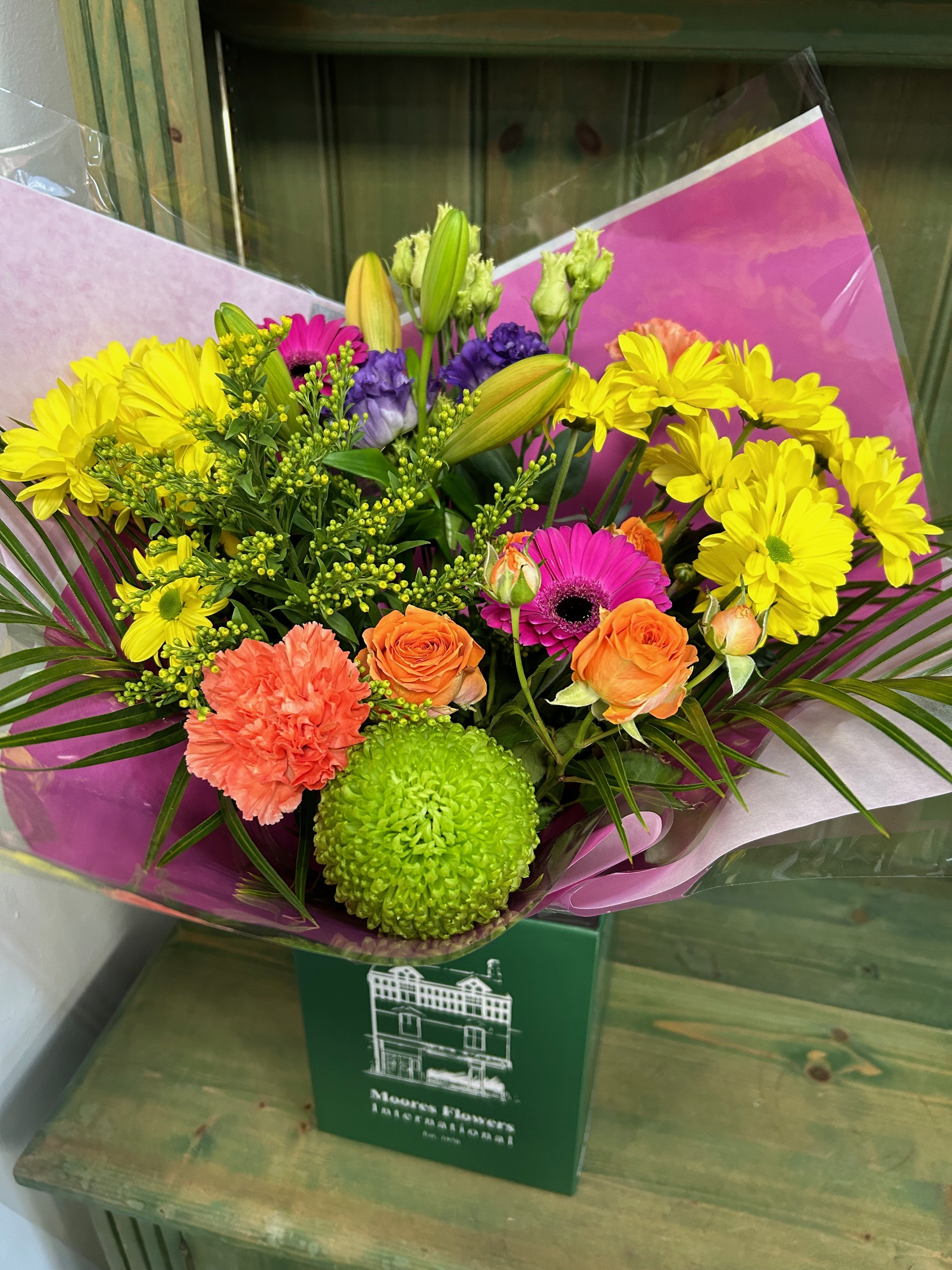 Moores Florist Choice Hand Tied in Vibrant Shades Flower Arrangement