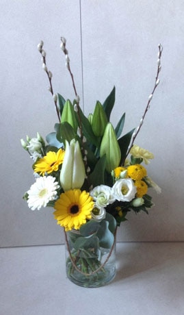 Yellow & White Vase Flower Arrangement