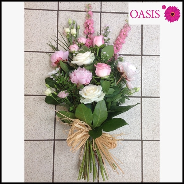 Pink and White Tied Sheaf Flower Arrangement
