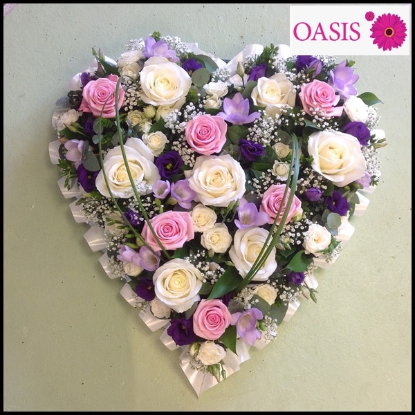 Rose and Freesia Heart Flower Arrangement