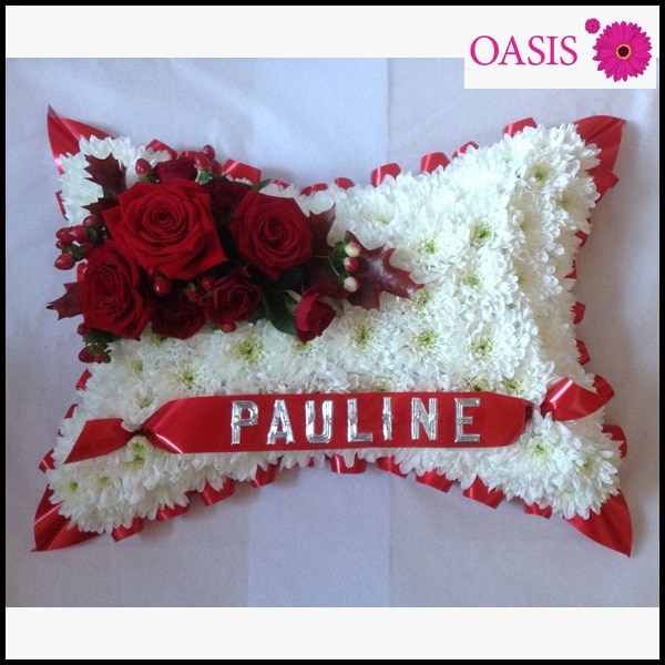 Red and White Pillow Flower Arrangement