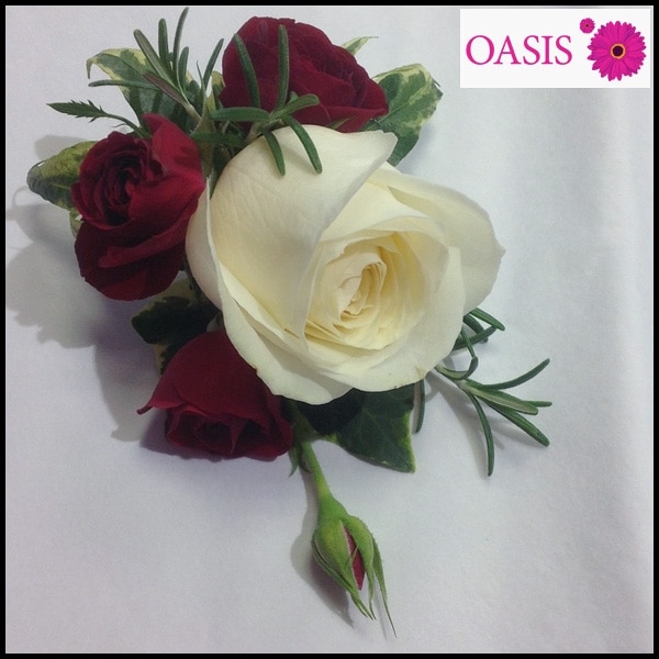 White Rose and Red Spray Rose Flower Arrangement