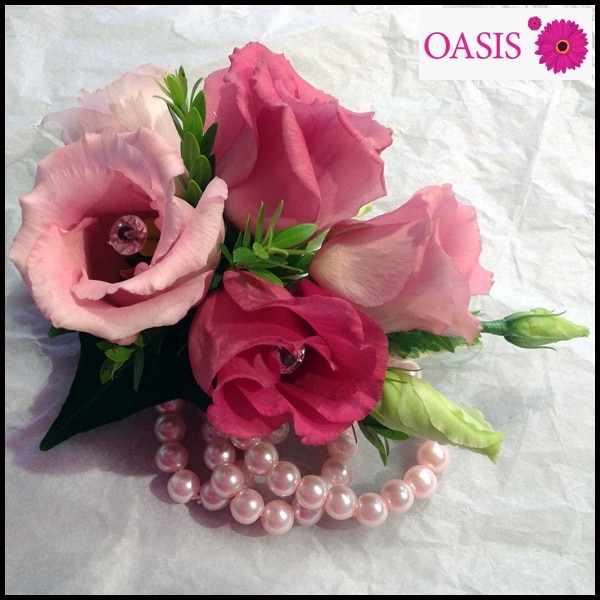 Pink Lisianthus Corsage Flower Arrangement