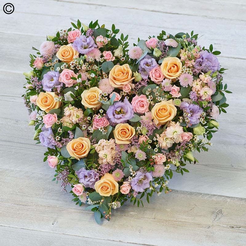 Pastel Rose Heart Flower Arrangement