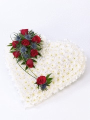 Classic White Heart with Roses Funeral Arrangement