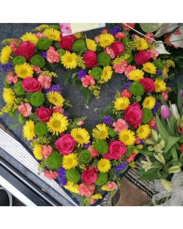 Vibrant Open Heart Funeral Arrangement