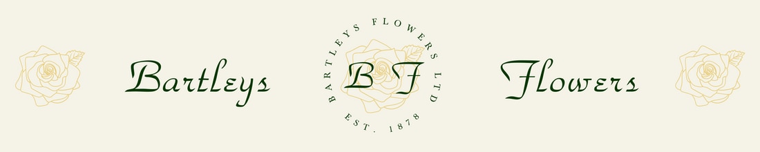 Green writing on a pale cream background with a centre logo and pale gold stencil roses.