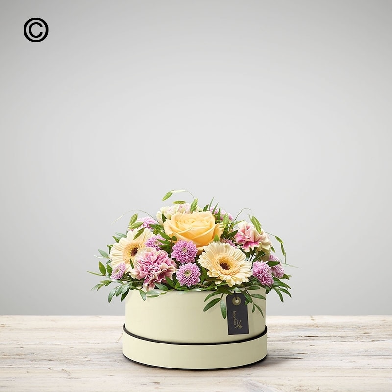 Mother's Day Hatbox - Pastel Flower Arrangement