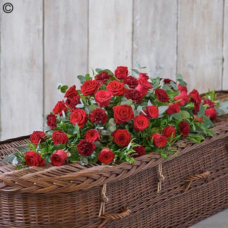 Red Rose and Carnation Casket Spray Flower Arrangement