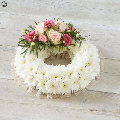 Traditional Pink Wreath Flower Arrangement