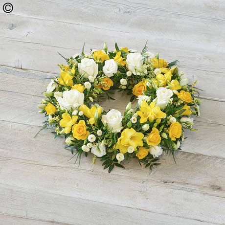 Yellow Scented Wreath Flower Arrangement
