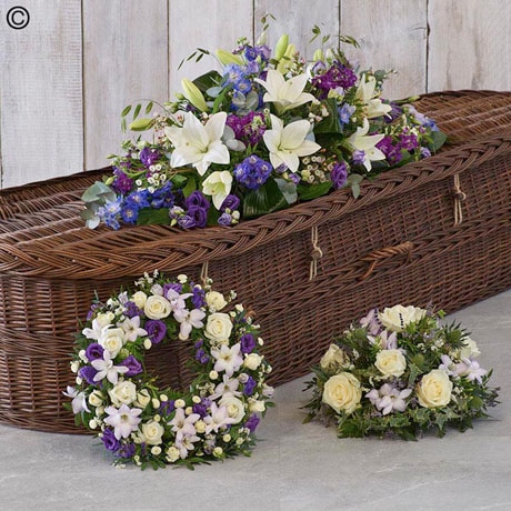 The Blue Collection of Three Tributes Flower Arrangement