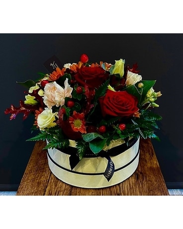 Hat Box Flower Arrangement