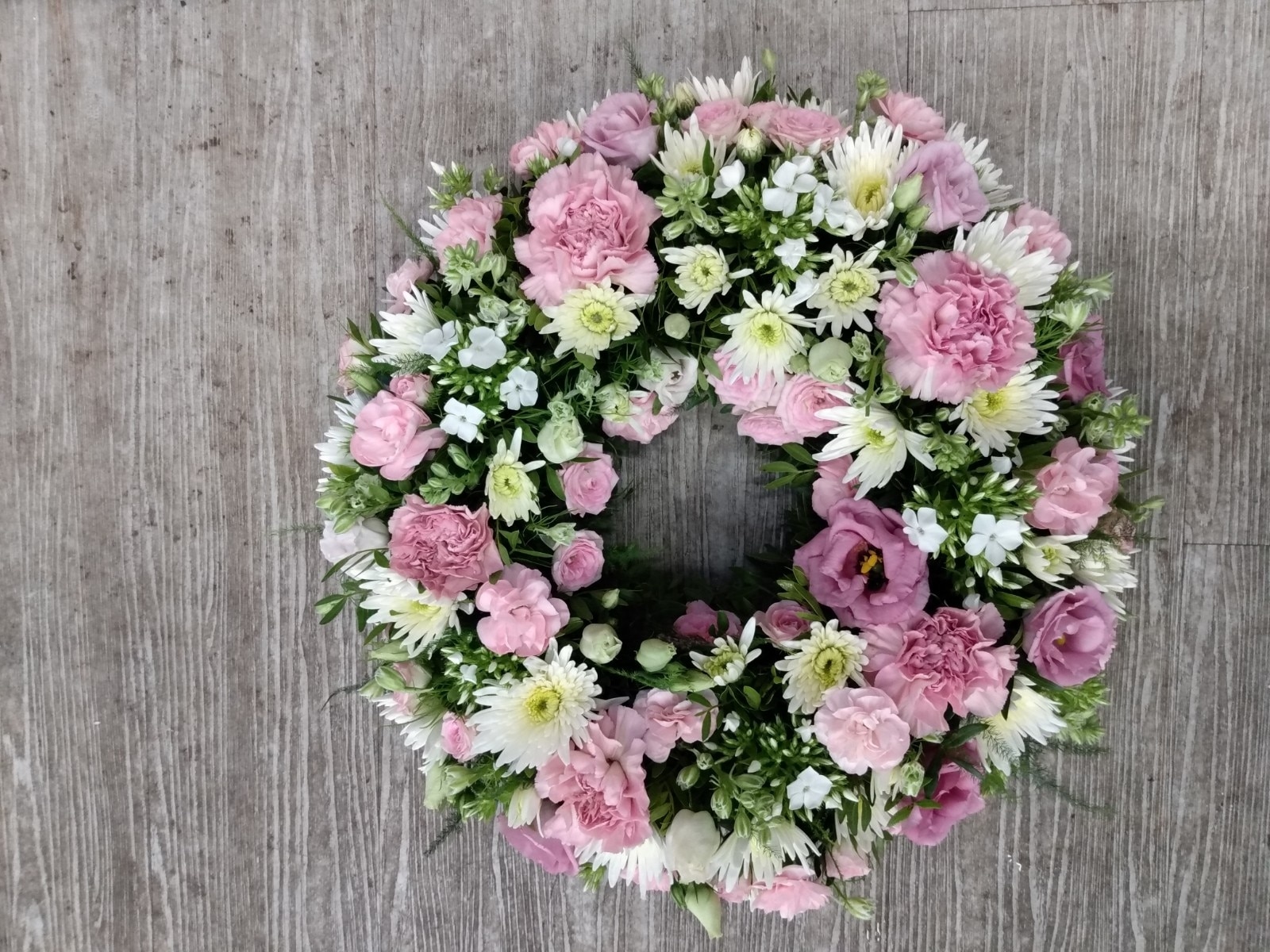 Florist Choice Wreath Pastel Funeral Arrangement