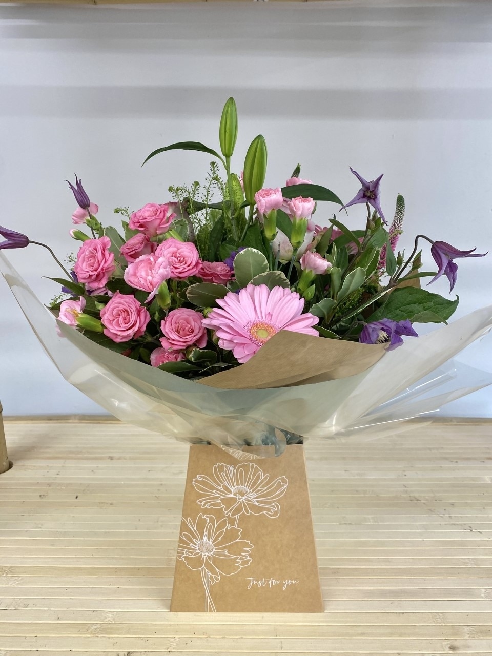 Pretty Pink Gift Box Flower Arrangement