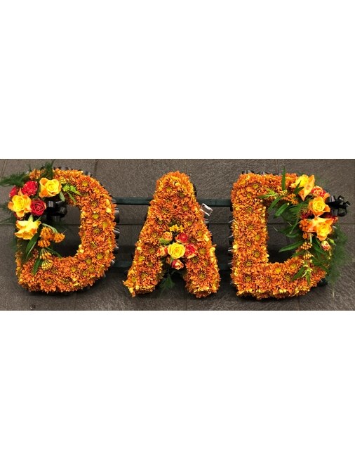 DAD Tribute Orange Funeral Arrangement