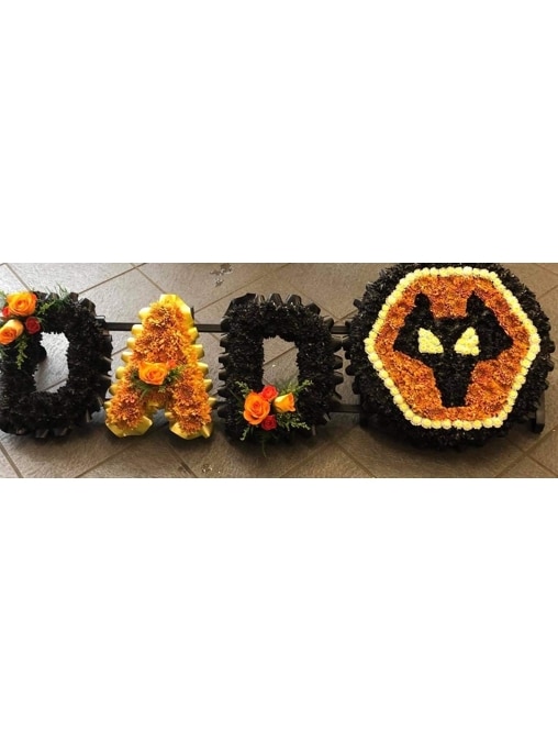 DAD with Wolves Badge Funeral Arrangement