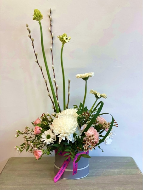 Birthday Contemporary Hatbox Flower Arrangement