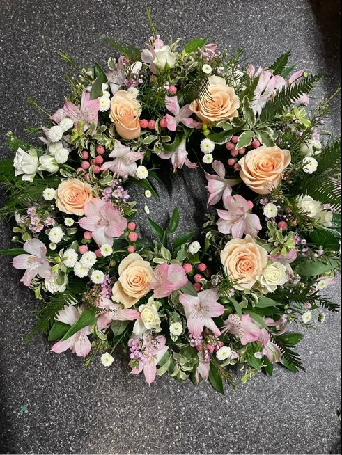 Wreath size,  inches height and  inches wide.