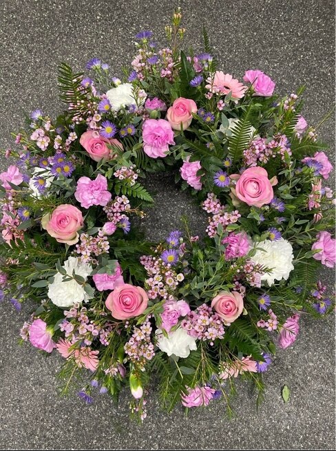 Wreath size,  inches height and  inches wide.